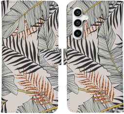 iMoshion Hoesje Geschikt voor Samsung Galaxy S23 FE Hoesje Met Pasjeshouder - iMoshion Design Softcase Bookcase - Goud / Glamour Botanic