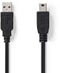 Nedis CCGP60300BK20 - USB A naar USB 2.0 mini kabel - 200 cm - Zwart