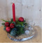 Kerststukje 'Jaroslavl' houtenschijf dia. 30cm kaars & 4 theelichtj...