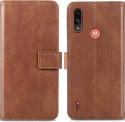 iMoshion Hoesje Geschikt voor Motorola Moto E7i Power Hoesje Met Pasjeshouder - iMoshion Luxe Bookcase - Bruin