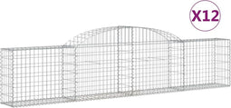 vidaXL - Schanskorven - 12 - st - gewelfd - 300x30x60/80 - cm - gegalvaniseerd - ijzer