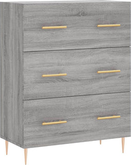 vidaXL - Dressoir - 69,5x34x90 - cm - bewerkt - hout - grijs - sonoma - eikenkleurig