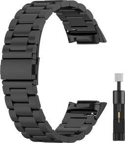 Metalen RVS Schakel Band Geschikt Voor Fitbit Charge 5 - Zwart