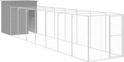 vidaXL - Hondenhok - met - ren - 165x863x181 - cm - staal - lichtgrijs