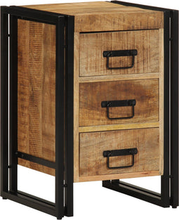 vidaXL - Nachtkastje - 40x35x50 - cm - Massief - Ruw - Mango - Hout