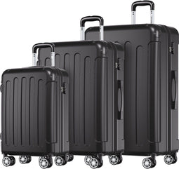 TRVLMORE Kofferset - 3 Delig - 38L Handbagage + 70L en 110L Ruimbagage - Lichtgewicht - Zwart
