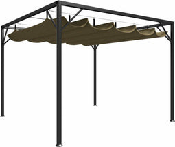 vidaXL - Tuinprieel - met - uittrekbaar - dak - 180 - g/m² - 3x3 - m - taupe