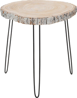 J-Line bijzettafel Paulownia - hout/ijzer - grijs - large