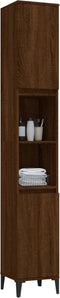 vidaXL - Badkamerkast - 30x30x190 - cm - bewerkt - hout - bruin - eikenkleur