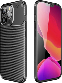 iMoshion Hoesje Geschikt voor iPhone 13 Pro Hoesje Siliconen - iMoshion Carbon Softcase Backcover - Zwart