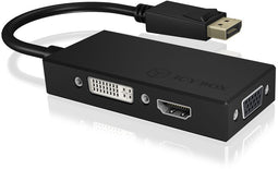 Icy Box IB-AC1031 - DisplayPort Adapter - 3-in-1 DVI HDMI VGA - Zwart