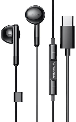 Golden Sound USB-C - Bedrade oordopjes met microfoon - Kristalhelder geluid - Zwart