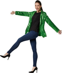Dressforfun Paillettenjas - Damesjack - Glinsterende pailletten - Groen XXL