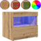 vidaXL - Nachtkastje - met - LED-verlichting - Artisan - Eiken - 50x40x45 - cm
