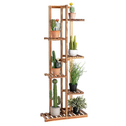 Coast Houten Plantenstandaard - Vrijstaand Plantenrek 6 Planken - 50 x 21 x 124 cm - Bruin