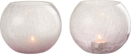 J-Line kaarshouder Bol Craquele - glas - paars - large - 2 stuks
