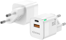Aisens ASCH-30W2P004-W - Oplader - 30W USB type-A en USB type-C - Wit