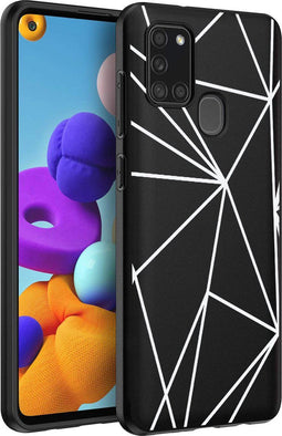 iMoshion Hoesje Geschikt voor Samsung Galaxy A21s Hoesje Siliconen - iMoshion Design hoesje - Zwart / Grafisch Design