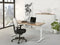 Ergonomisch design t-poot bureau Teez breed 200CM diep 100CM bladkleur Lichtgrijs framekleur Zwart (RAL9005)