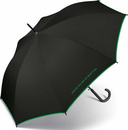 United Colors of Benetton Long AC - Paraplu - Automatisch - Ø 105 cm - Zwart met groene details