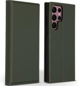Accezz Hoesje Geschikt voor Samsung Galaxy S22 Ultra Hoesje Met Pasjeshouder - Accezz Premium Leather Slim Bookcase - Groen