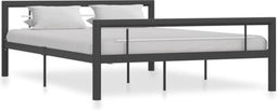 vidaXL - Bedframe - Metalen constructie - 160x200 cm - Grijs en wit