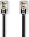 Nedis Telecomkabel - RJ10 Male - RJ10 Male - 2.00 m - Kabel design: Gekruld - Kabeltype: RJ10 - Zwart