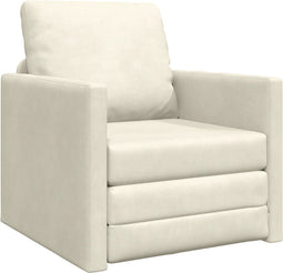 vidaXL - Vloersofa - Bed - 2-in-1 - Crème - 74x77x81 - cm - Velvet