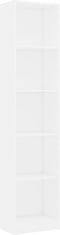 vidaXL - Boekenkast - met - 5 - schappen - 40x24x175 - cm - bewerkt - hout - wit