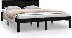 vidaXL - Bedframe - massief - grenenhout - zwart - 140x200 - cm