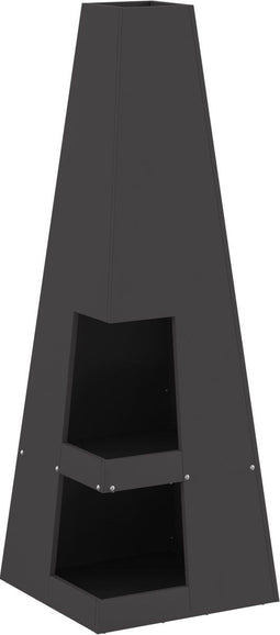 vidaXL - Vuurkorf - met - houtopslag - - - Zwart - - - 35x35x100 - cm - - - Staal