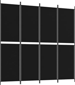 vidaXL - Kamerscherm - met - 4 - panelen - 200x200 - cm - stof - zwart