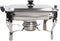 Alora Chafing Dish chrome - voedsel verwamer - voedsel warmhouden - met deksel - buffetwarmer - roestvrij staal - chrome - warmhoudplaat - bain maria - warmhoudbakken - 35 x 28 x 25cm - Warmhoudschalen