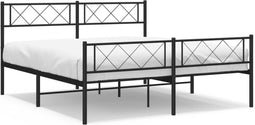 vidaXL - Bedframe - met - voetbord - zonder - matras - metaal - zwart - 160x200 - cm