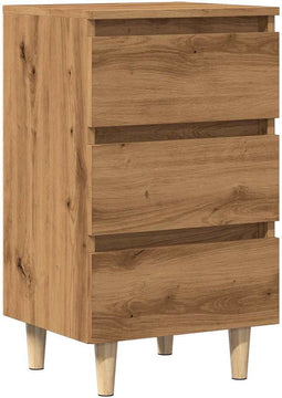 vidaXL - Nachtkastje - 40x35x69 - cm - bewerkt - hout - artisanaal - eikenkleur