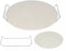 Excellent Houseware - Pizzasteen - met Metalen - Houder - 33 cm - Keramiek - Steen - Beige - Warmte - Absorberend
