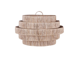 Furnilux-Grote Hanglamp PULAU Ø65 cm – Handgemaakte Plafondlamp van Natuurlijk Raffia – Trapvormi...
