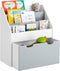 SoBuy KMB17-HG - Kinderboekenkast - 3 Opbergvakken Uitneembare Speelgoedkist - Wit/Grijs 63x70x30 cm