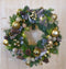 Krans kerstgroen goud circa 40 cm met batterijverlichting
