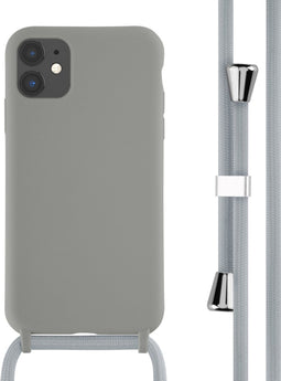 iMoshion Hoesje Geschikt voor iPhone 11 Hoesje Met Koord - iMoshion Siliconen hoesje met koord - Grijs