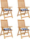 vidaXL - Stoelkussens - 4 - st - gestreept - 40x40x7 - cm - stof - wit - en - blauw