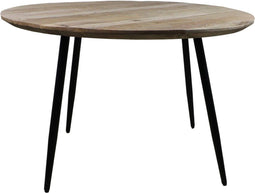 HSM Collection Eettafel Rond Bern Ø120cm Naturel/Zwart Mangohout/Metaal