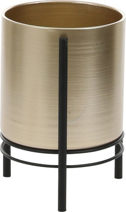 Mica Decorations Sverre - Bloempot op standaard - H28 x Ø19 cm - Goud zwart