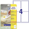 Avery - Stick&Lift Etiketten - Afneembaar - 99,1 x 139 mm - Wit (100 stuks)