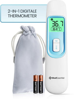 MostEssential 2-in-1 Digitale Koortsthermometer - Oorthermometer - Contactloos - Nauwkeurig - 20D