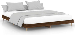 vidaXL - Bedframe - zonder - matras - bewerkt - hout - bruin - eikenkleur - 150x200 - cm