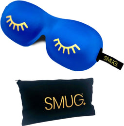 SMUG 3D Slaapmasker met Opbergzakje - 100% Verduisterend - Ergonomisch Oogmasker - Wink Print, Blauw