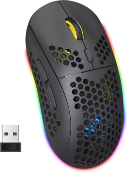 HXSJ T90 - Draadloze Gaming Muis - 2,4G + Bluetooth - RGB Verlichting - Zwart