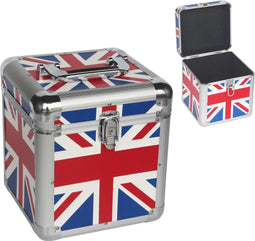 LP vinyl opbergkoffer singles 7 inch voor 70 tot 100 platen afsluitbaar engelse vlag