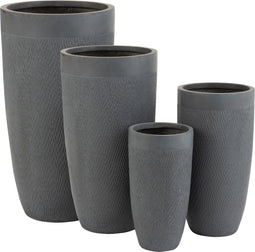 J-Line vaas Rond Hoog Klei - cement - grijs - 4 stuks